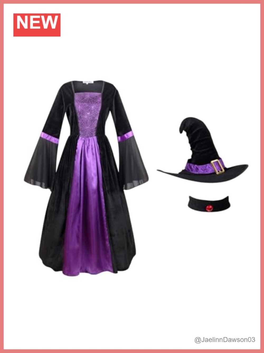 Polyester Wicked Witch Costume Dress with Hat Choker Adult Halloween Party